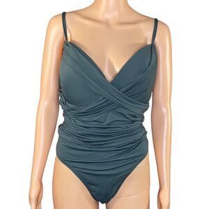 Hilor Ruched Underwire One Piece Swimsuit Front Twist Tummy Control Size XXL